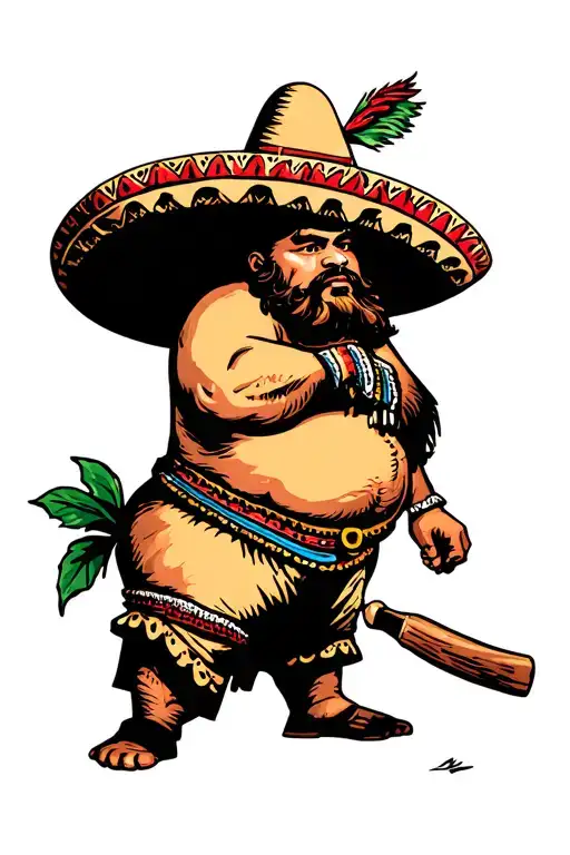 Mexican Fat Man In Sombrero
