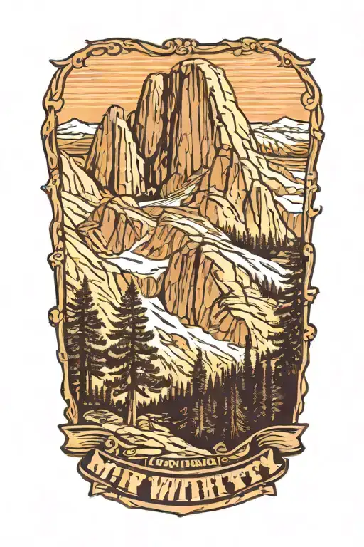 Mt Whitney Summit Beside Half Dome With Trail Going Through Forest