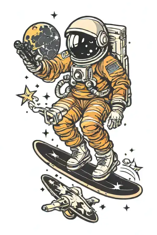 Astronaut Skateboarding