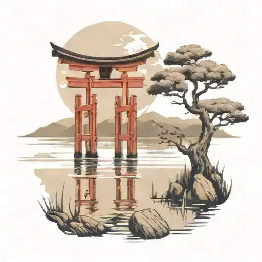 Torii And Lake