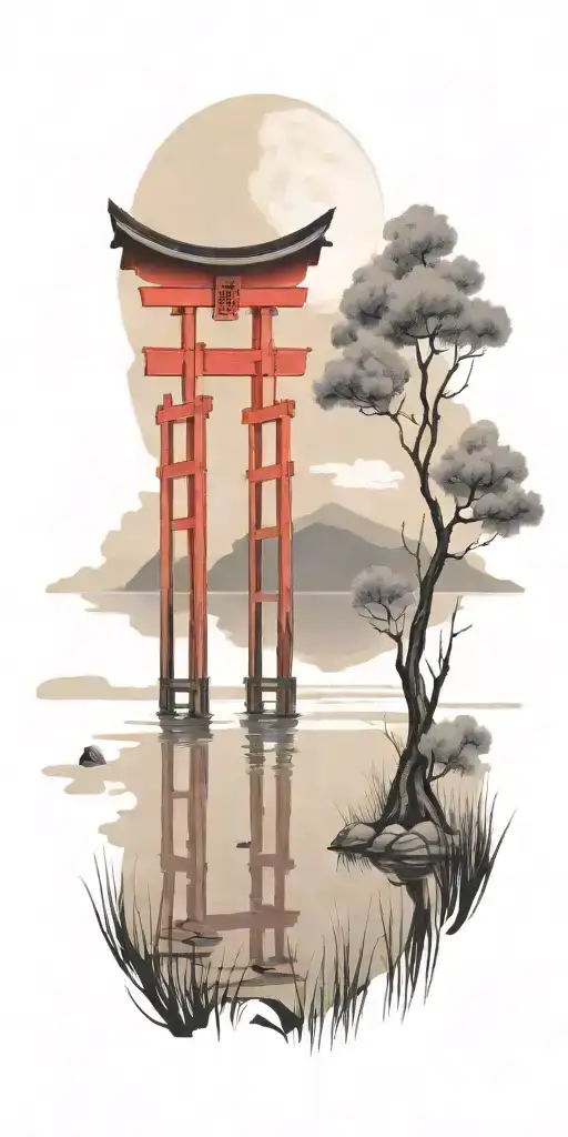 Torii And Lake