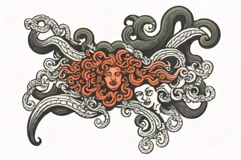 Medusa As A Throat Tattoo And Blackout Style On Top