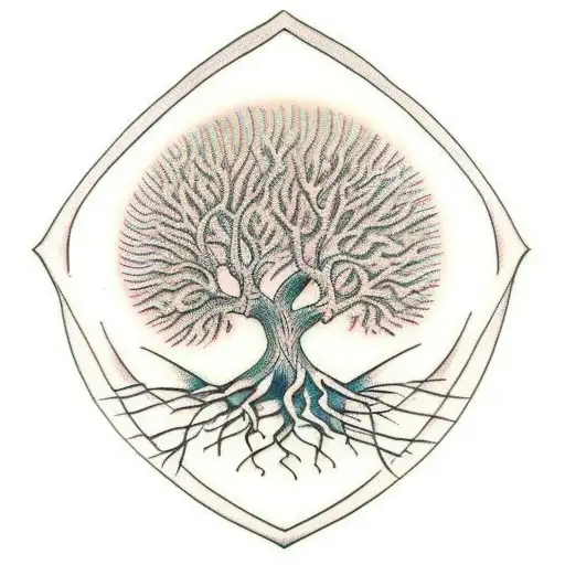 Tree Of Life With Deep Roots And Dna Form