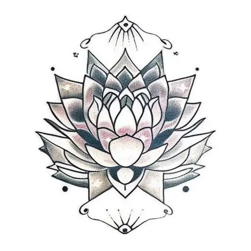 Unalome Symbol With Big Lotus