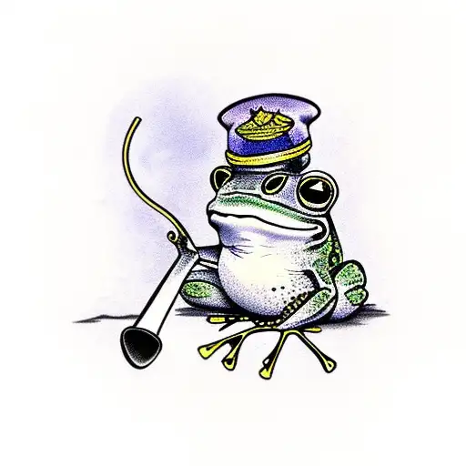 Frog With Walking Stick And Hat
