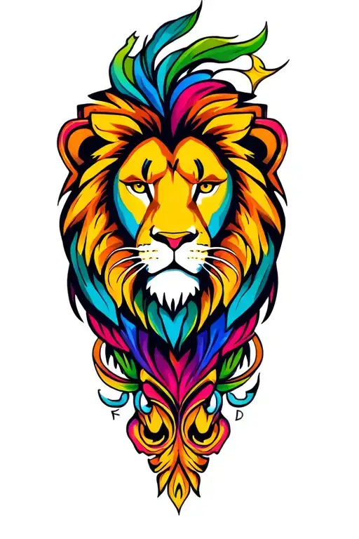 Lion Colorful Fierce