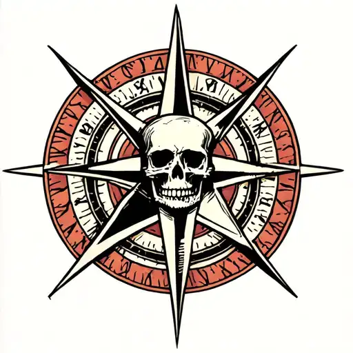 Skull And Compass Rose Intertwined