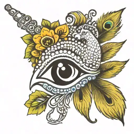 Krishna Flute With Peacock Feather