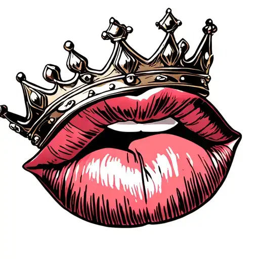King Queen Crown Kiss Lips