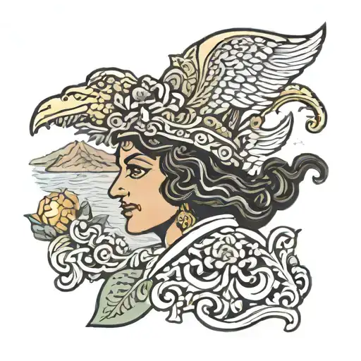 Sicilian Trinacria With A Joyful Head With The Sicily Island In The Background