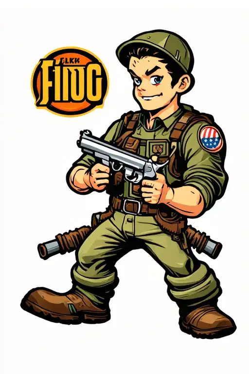 Fallout Vault Boy With 2 Guns Crossed