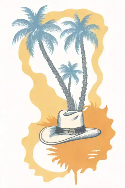 Cowboy Hat Guitar Palm Tree