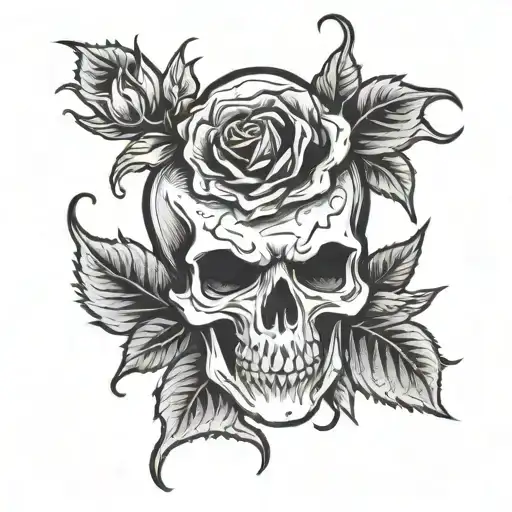 Demon Skull Black Rose