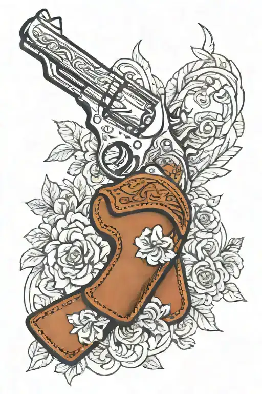 Leather Revolver Holster With A Gun In It