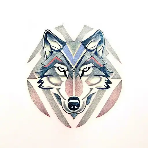 Wolf With Geometric Design