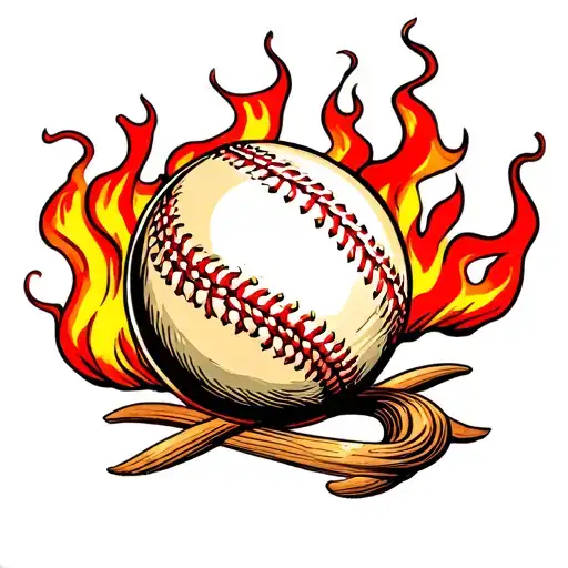 Cricket Ball With Flames