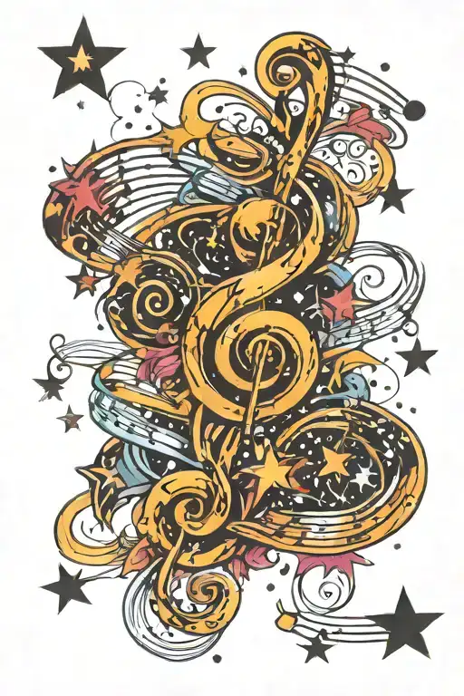 Cosmic Music Notes Swirling Around A Galaxy