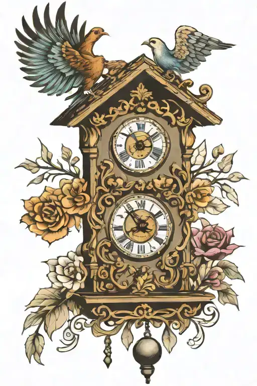 Cuckoo Clock Mixed With Skeleton