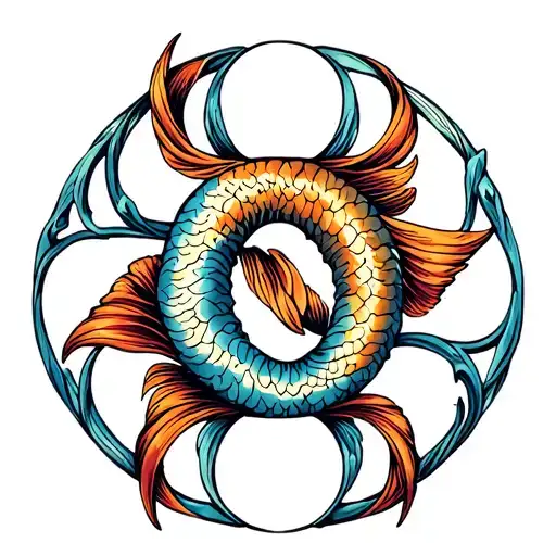 Cancer And Pisces Symbol Intertwined