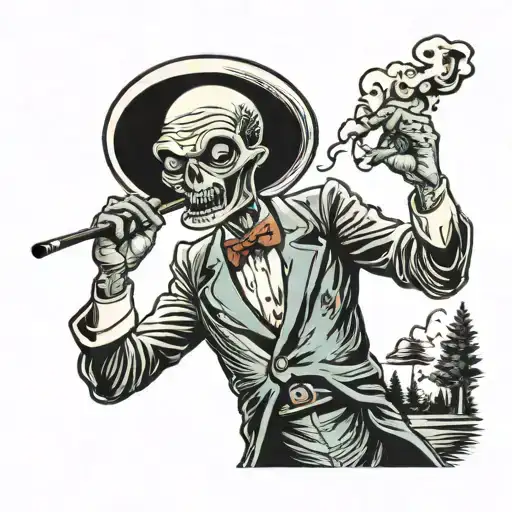 A Traditional Style Alien Smoking A Joint While Teeing Off On A Golf Course