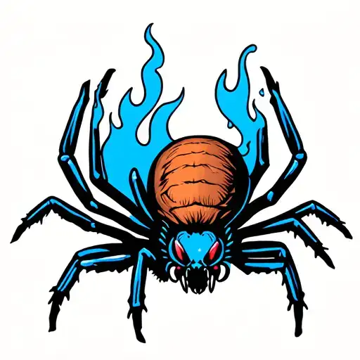 Spider With Blue Flames On It