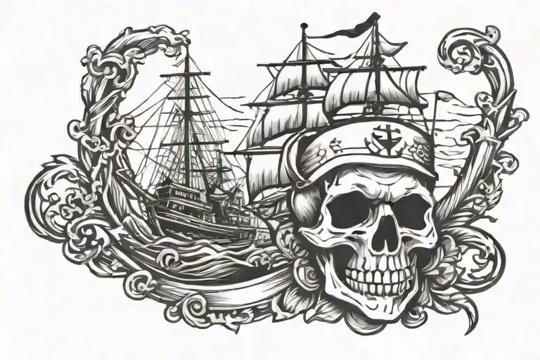 Skull Ship And Anchor