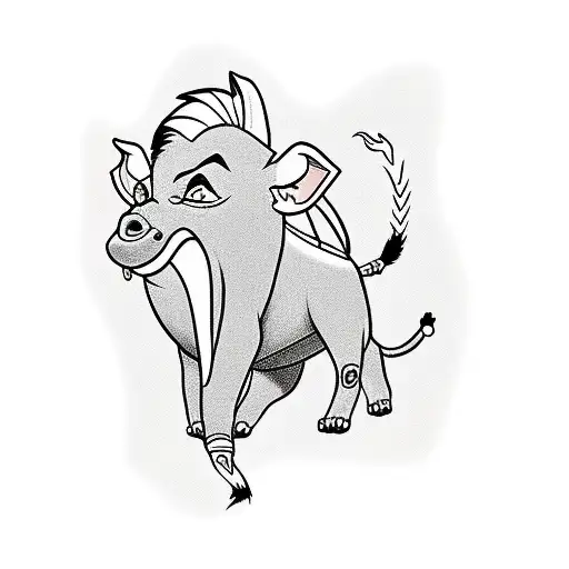 Side View Pumba With Black Outline And Shading