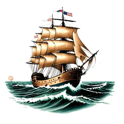 Clipper Ship In Stormy Seas
