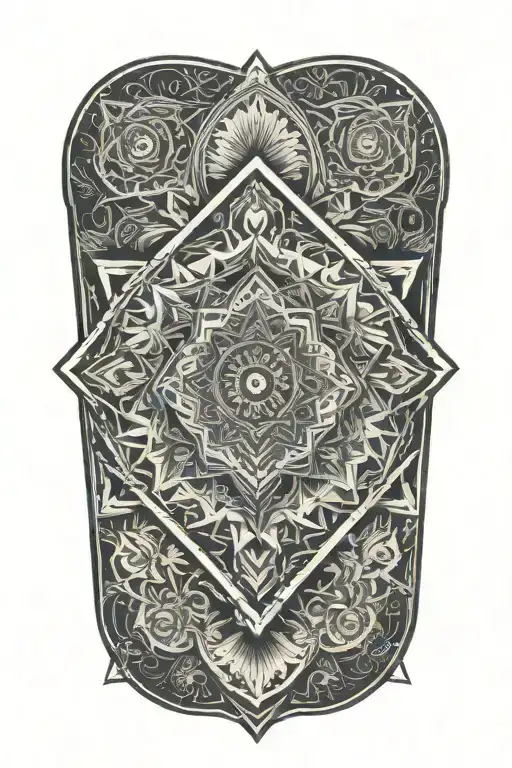 A Geometric-style Tattoo Of A Mandala With Hidden Illuminati Symbols Incorporated Into The Design