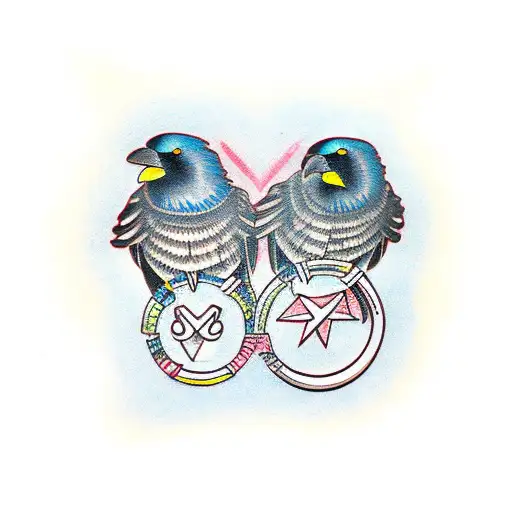 Two Crows Holding Ring