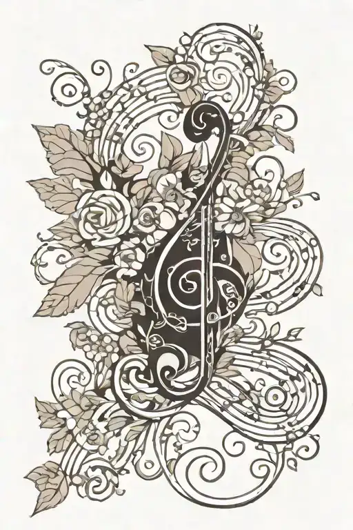 An Intricate Floral Design Incorporating Musical Notes And Dance Silhouettes