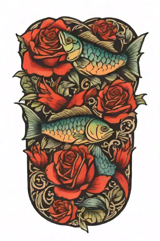 Two Pisces Fish Rose Wrapped
