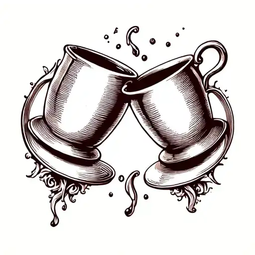 The Stoic Symbol For Moderation Represented By Two Cups Pouring Into Each Other