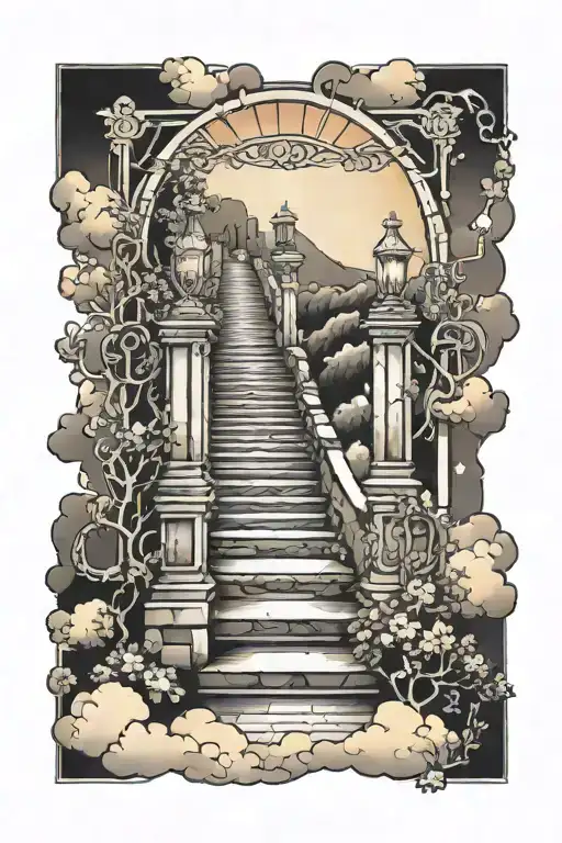Heaven Scene With Light Gate And Steps