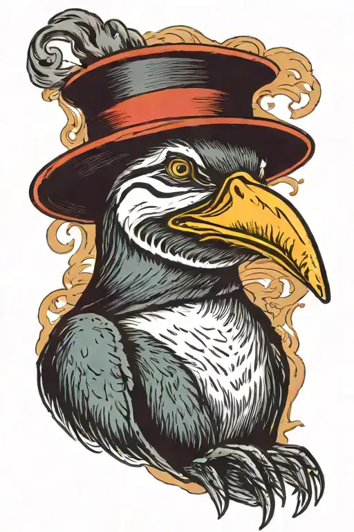 Penguine Smoking A Cigarette With A Hat On