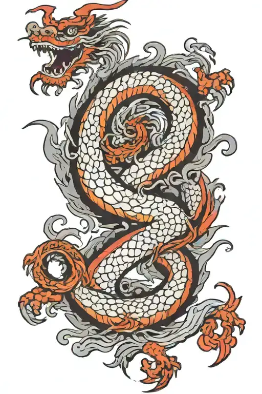 A Traditional Japanese Dragon Wrapped Around The Octagon