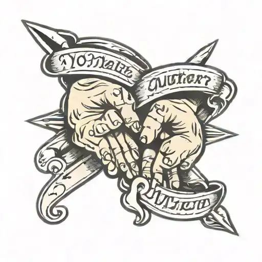 Holding Hands With A Dagger Piercing Them And The Font Says No Matter What