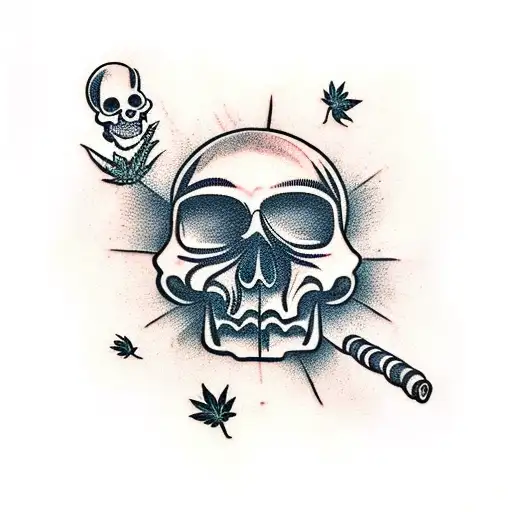 Reggae Skull With Weed Smoking