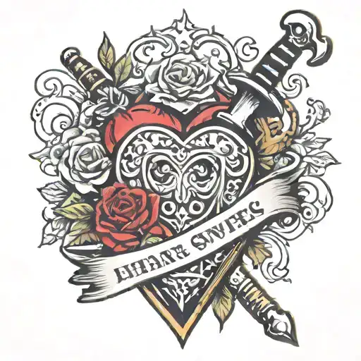 Heart Sword And Flowers Text Box