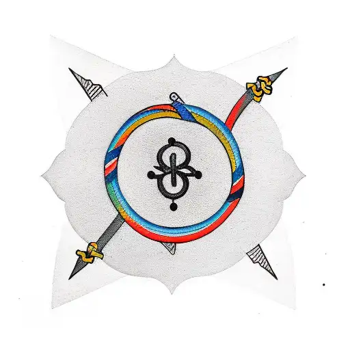 Intertwined Single Circle With A Knot In The Middle Separating Letters T H A E