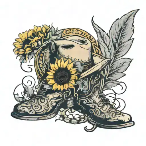 Sunflowers Cowboy Hats Boots And Horseshoes &