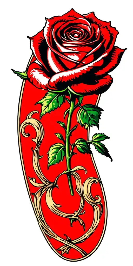 Closed Rose With Long Shaft