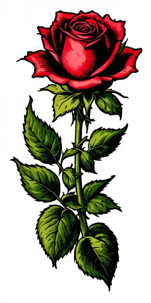 Closed Rose With Long Shaft