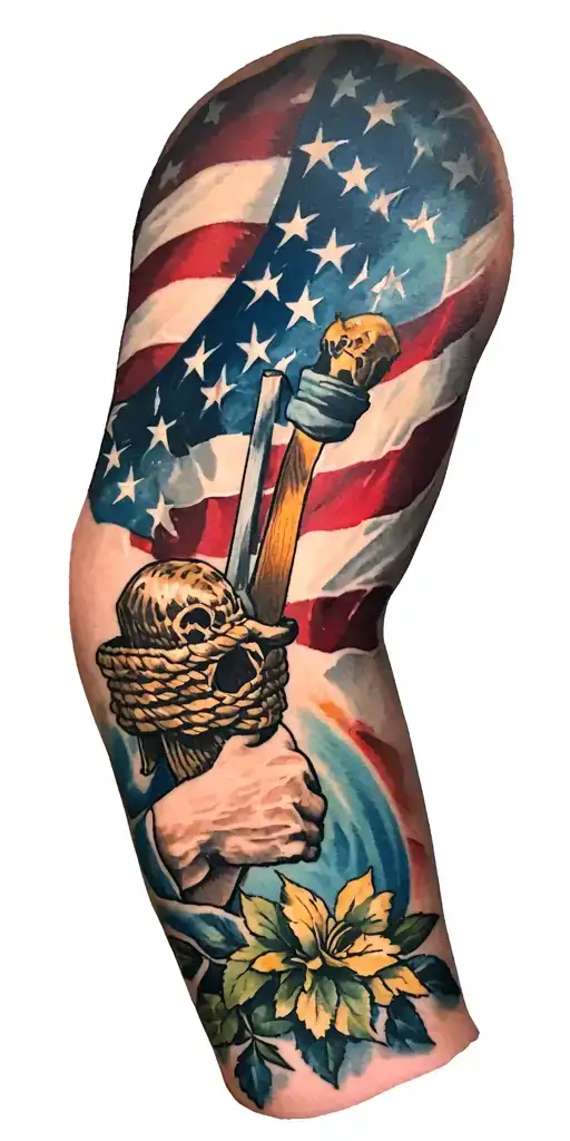 Patriotic Sleeve Tattoo Depicting