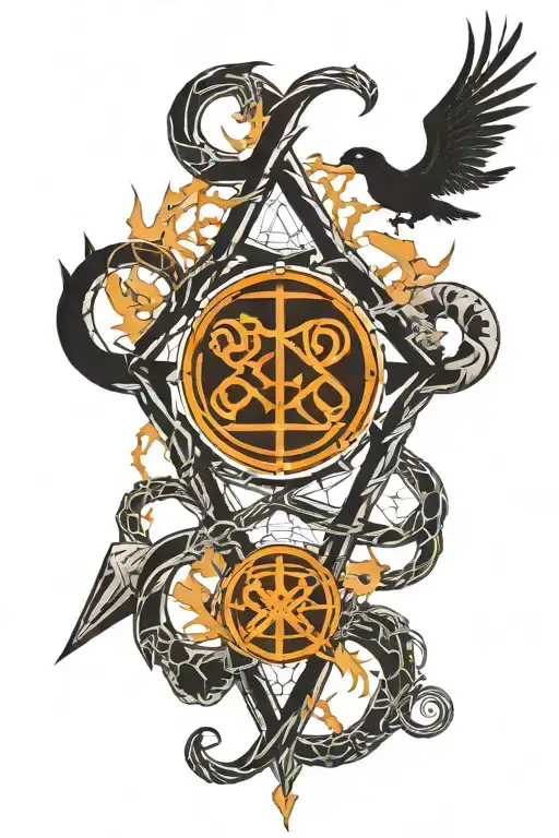 Web Of Wyrd And Nine Realms Symbool With Norse Runes