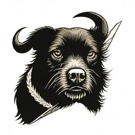 A Fierce Black Dog With A Winning Stock Graph Overlayed On Its Fur