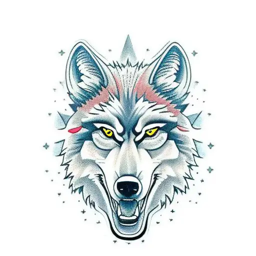 Angry Looking Wolf Head Side Of The Neck