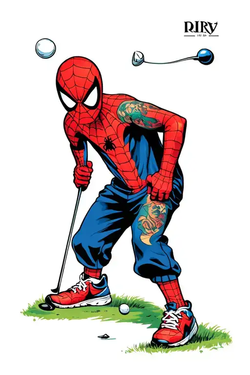 Kid Spiderman Playing Golf Wearing Jordans