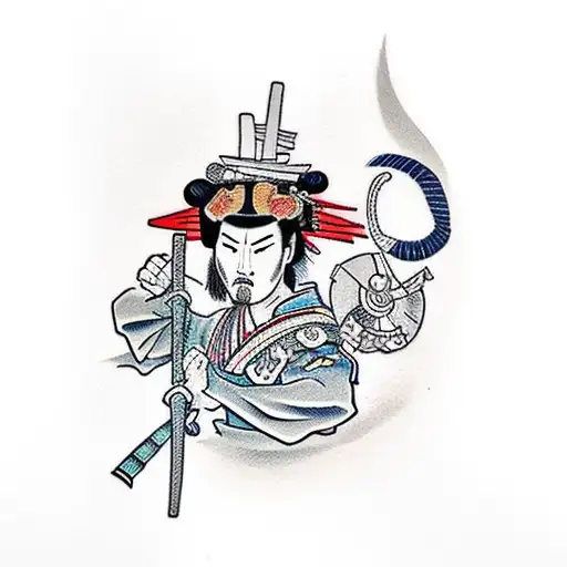 Samurai Fighting Geisha