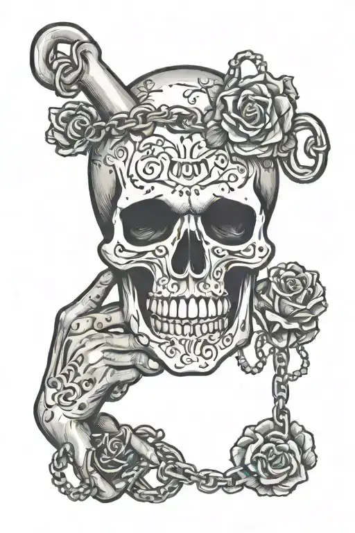 The Skull Bites The Chain Around The Hand